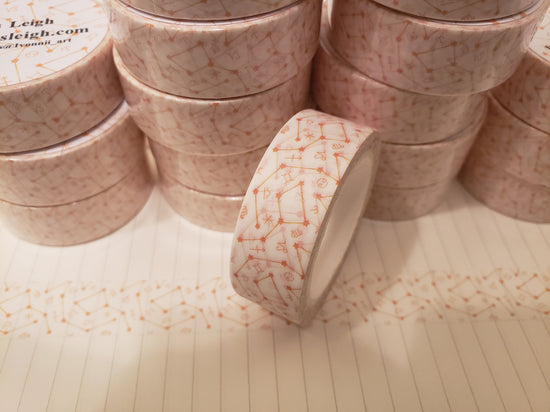 White Zodiac Print Washi Tape