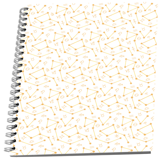 White Zodiac Print Dot Journal